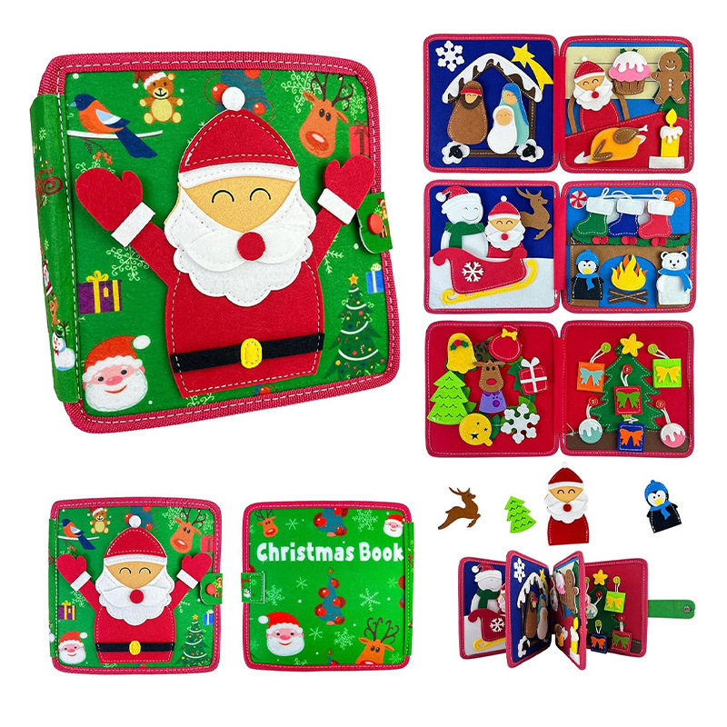 Christmas book-embroidered velcro