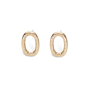 Boucles d'oreilles tendance en acier inoxydable 316L plaqué or PVD, durables et résistantes, forme ovale - Product Image 2