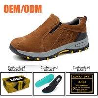 Chaussures de sécurité Tiger Master en cuir suédé marron, anti-écrasement, embout en acier, anti-perforation, antidérapantes, semelle en caoutchouc résistante à l'huile, sans lacets