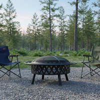 Brasero extérieur de 42 pouces en fer forgé noir, style ferme, sans fumée, pour le camping, avec écran anti-étincelles