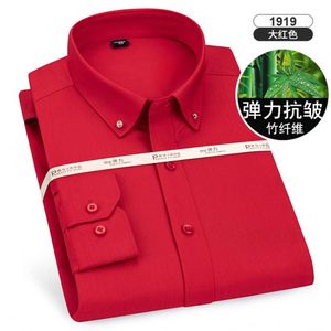 Chemise à manches longues en fibre de bambou avec col à boucle, nouvelle, élastique, infroissable, style business décontracté pour <span class=keywords><strong>homme</strong></span>, grande taille, pour ouvrier - Product Image 2