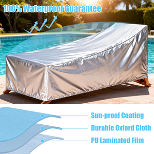 <span class=keywords><strong>Housse</strong></span> <span class=keywords><strong>de</strong></span> chaise longue <span class=keywords><strong>de</strong></span> patio robuste en Oxford 600D avec cordon <span class=keywords><strong>de</strong></span> serrage, écologique, imperméable, résistante aux UV et aux intempéries pour <span class=keywords><strong>jardin</strong></span> - Product Image 6