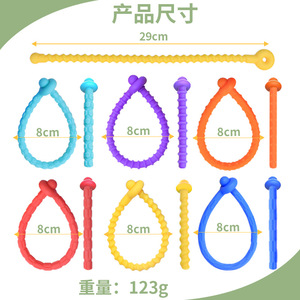 Anillos sensoriales blandos de silicona ajustables, juguete de descompresión para niños, entrenamiento sensorial, paquete de 6 bandas elásticas coloridas para la muñeca - Product Image 4