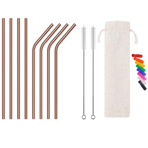 Ensemble de pailles en acier inoxydable, 19 pièces, avec brosse de nettoyage et sac de transport, pour boissons et fêtes - Product Image 2