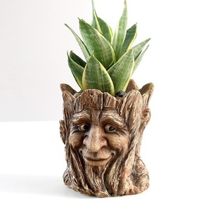 Resin <b>Tree</b> Stump Old Man Face Flower <b>Pot</b> Novelty Planter Outdoor Garden Desktop Decor Gift - Product Image 5