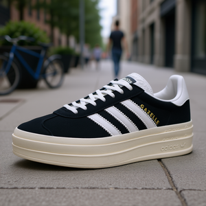 Adidas Gazelle Bold Chaussures Chunky pour Homme Noir Nuage Blanc Daim Lacets Bout Rond Toutes Saisons Chaussures Décontractées - Product Image 2