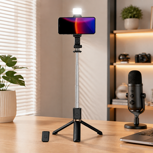 Trépied en acier inoxydable JC-02S avec lumière LED intégrée, poignée à rainure droite extensible de 985 mm - Product Image 4