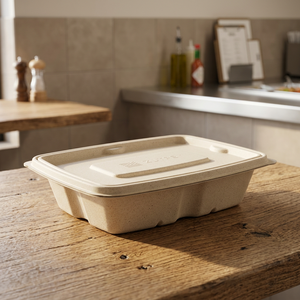 Excelente Contenedor Rectangular Desechable de Pulpa Moldeada de 500 ml, Moderno, de Fibra Natural, Ecológico y Compostable para Almacenamiento Diario - Product Image 1