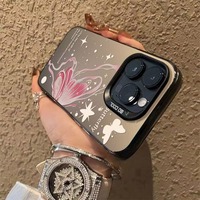 Coque de téléphone rose à motif papillon, mignonne, cool et élégante pour iPhone 16 15 14 13 12 11 Pro Max/Pro/Plus, anti-chute, coque arrière souple