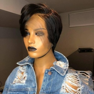 Perruques Courtes Pixie Cut en <span class=keywords><strong>Cheveux</strong></span> Naturels, Bob Brésiliens Lace Front pour Femmes Âgées et Jeunes Filles - Product Image 1