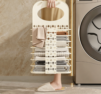 Panier à linge mural pliable, moderne, minimaliste, couleur crème, grande capacité, en plastique, organisateur polyvalent pour vêtements