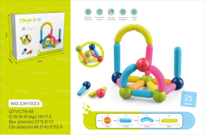 25 Pièces Blocs de Construction Magnétiques Éducatifs pour Enfants, Jouets Magnétiques, Bâtons Magnétiques et Blocs en Plastique, Billes - Product Image 2