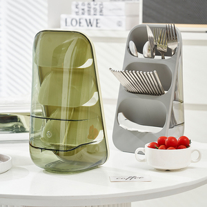 Boîte de rangement multifonctionnelle pour <span class=keywords><strong>couverts</strong></span> en plastique avec design imperméable à trois couches, support à ustensiles de cuisine écologique - Product Image 5