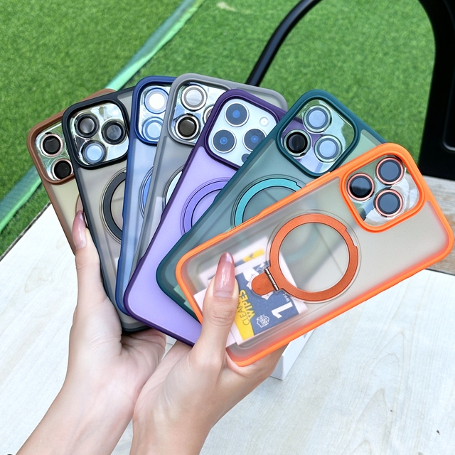 New Arrival 2 in 1 TPU Matte Shockproof Magnetic Phone Case Cover Lens Protector for iPhone 11 12 13 14 15 16 17 Pro Max Plus