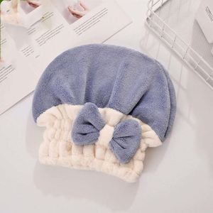 Hot Selling Double Color Drying Caps Coral Velvet Microfiber Hair Towel with Bowknot <b>Wrap</b> Princess Hat for Bathroom Use - Product Image 6