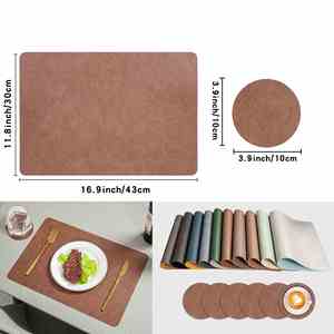 Ensemble de sets de table en cuir souple de luxe imperméables et lavables avec logo personnalisé pour restaurant - Product Image 2