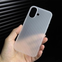 Coque de protection pour téléphone portable de luxe ondulé givré pour téléphone 16Promax 7 Plus protecteur de caméra Transparent Simple