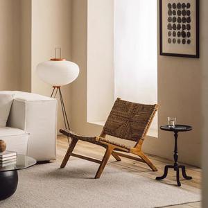 Handmade Solid Ash Wood Linen Woven Rope Lounge <strong>Chair</strong> Mid-Century Modern Scandinavian Natural Style for Living Room and Balcony - Product Image 4