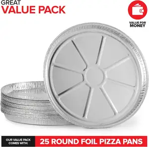 Loyang Pizza aluminium 12 inci panci Foil bulat sekali pakai kotak ayam goreng Pizza ukuran raksasa Chip cokelat kaleng kue kue