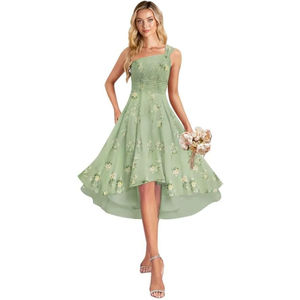 فساتين نسائية قصيرة كتف واحد من الشيفون وصيفة العروس بطيات فستان حفلة رسمي بكشكشة مع جيوب - Product Image 5