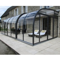 Salle de verre personnalisée PC mobile véranda en forme d'arc mobile maison vitrée d'extérieur quatre saisons