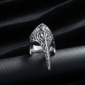Anillo de Acero Inoxidable 316L Yunnique con Diseño de Garra Gótica para Hombre, Tono Plata Antiguo, Tallado de Filigrana, Estilo Rebelde, Motero, Punk, Hip Hop - Product Image 1