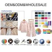 Ensemble tricoté au crochet pour femme, chemise à fleurs brodée avec dentelle et pantalon large, idéal pour l'été et la plage, OEM ODM