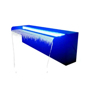 Cachoeira de aço inoxidável para piscina, fonte de água para parede, decoração, lâmina de água, descida em cascata com luz LED