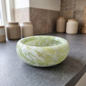 Lavabo Redondo de Cerámica con Aspecto de Mármol Verde para Baño, Hotel o Decoración - Product Image 2