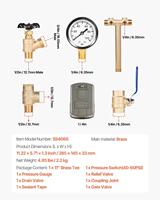 Kit de raccord en T pour réservoir avec pressostat 40-60 PSI, kit d'installation pour réservoir, vanne de contrôle pour puits d'eau