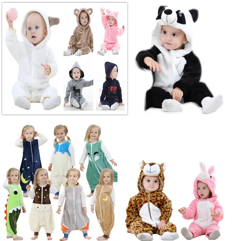 Combinaison à capuche pour enfants,, vêtements coréens, fermeture éclair, en flanelle, pull, barboteuse pour bébé, prix de gros