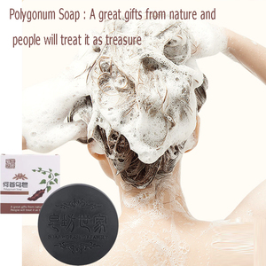 Natural Anti-pérdida de cabello Cabello negro <span class=keywords><strong>Caspa</strong></span> limpia Mejora <span class=keywords><strong>la</strong></span> salud Cuero cabelludo Sin estimulación Polygonum Multiflorum Jabón para el cabello - Product Image 2
