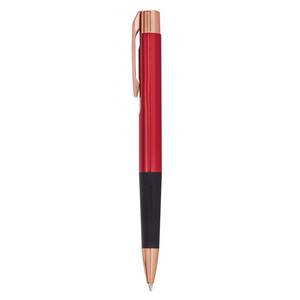 Elegante Bolígrafo Promocional Deportivo en Rojo Satinado con Cuerpo de Metal Pulido en Oro Rosa, Ancho de Escritura de 0.7 mm y 1.0 mm, Bolígrafos de Acero con Punta de Bola de Cobre - Product Image 2