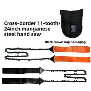 Scie à chaîne en acier inoxydable de 24 pouces à 11 dents Outil à main de jardin portable pour le camping Survival Outdoor <span class=keywords><strong>Tours</strong></span> - Product Image 2