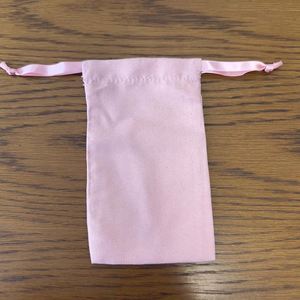 High Quality Pink Color Cotton Canvas Jewelry <b>Pouch</b> Recyclable Cotton <b>Drawstring</b> Bag <b>Pouch</b> With Pink Ribbon - Product Image 2