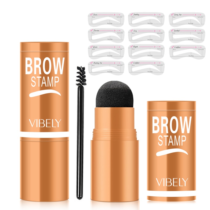 Lazy Eyebrow Cosmetics Stamp Eyebrow Powder Suit 10 Pcs Eye-brow Card With Brush Pigmented Lasting Non-dizzy Seal Eyebrow Kit