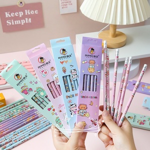 Juego de Papelería Escolar Económico para Niños, Lindos Lápices de Madera con Borrador, Diseño Kawaii de Dibujos Animados, 6 Piezas - Product Image 1