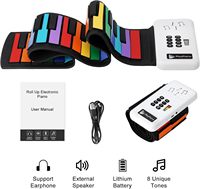 49-Key Roll Flexible Portable Foldable Plastic Children Electronic Piano Colorful Digital Lightweight Silicone Hand-Rolled Piano