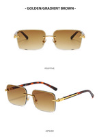 Super prix, haute qualité, nouveau style, lunettes de soleil sans monture, lunettes de soleil carrées en métal tendance