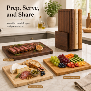 Juego de Tablas de Cortar de Madera de Acacia Estilo <span class=keywords><strong>Libro</strong></span>, Tablas de <span class=keywords><strong>Cocina</strong></span> Reutilizables para Decoración del Hogar, <span class=keywords><strong>Cocina</strong></span> y Servicio de Alimentos - Product Image 2