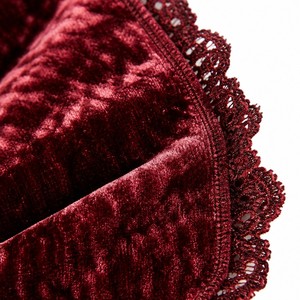 Custom 280GSM Crushed <strong>Velvet</strong> <strong>Long</strong> Sleeve V Neck Lace Trim Women Midi Homecoming <strong>Dress</strong> Royal Chelsea Aristocratic Style OEM - Product Image 2
