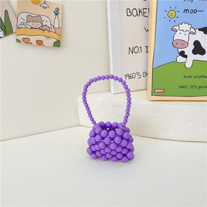 Tas selempang rantai anak perempuan, tas persegi kecil portabel kepang mode musim panas anak-anak Mini buatan tangan mutiara gaya asing perempuan - Product Image 4