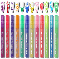 Stylo de peinture acrylique permanente à paillettes Bonvada, pointe fine 7 mm, 12/24/36 couleurs, marqueur de peinture pour ongles personnalisable