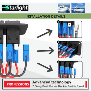 Panneau de commutation marin IP67 7-Gang avec USB-C 4.8A et voltmètre-Prêt pour la tempête pour les consoles de bateaux de <span class=keywords><strong>basse</strong></span> - Product Image 3