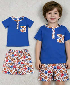 RTS Boutique 4th of July Baseball Print <b>Kids</b> Boy T-shirt Shorts 2-Piece Clothes Outfits USA Baby <b>Bubble</b> Romper Brother Clothes - Product Image 3