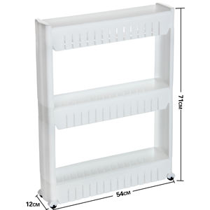 Chariot de rangement à roulettes mince étagère de rangement coulissante à 3 couches pour la buanderie, la cuisine et la salle de bain - Product Image 3