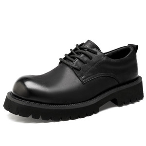 Fapai Men's Casual Leather Shoes Black <b>Round</b> <b>Toe</b> Mid <b>Heel</b> Rubber Outsole Office Dress Shoes Cushioned Comfortable - Product Image 5