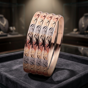 Wholesale Fashion 3 Tone <b>Gold</b> Plated <b>Bangles</b>, Multi Tone <b>Bangles</b> Set, 3 Tone Textured Forming <b>Bangles</b>, Tri Color Brass <b>Bangles</b>. - Product Image 2