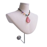 Buste de mannequin en lin pour bijoux, à fixer au mur ou sur un support de table, pour la présentation de colliers pour femmes