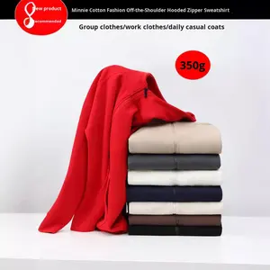 Sudadera con Capucha y Cremallera, Diseño Holgado con Estampado de Corazón, Algodón/Poliéster, Logotipo Personalizado, Ropa de Trabajo Unisex para Equipos - Product Image 3